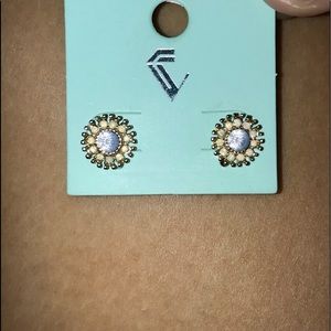 Blue,creme and gold earrings